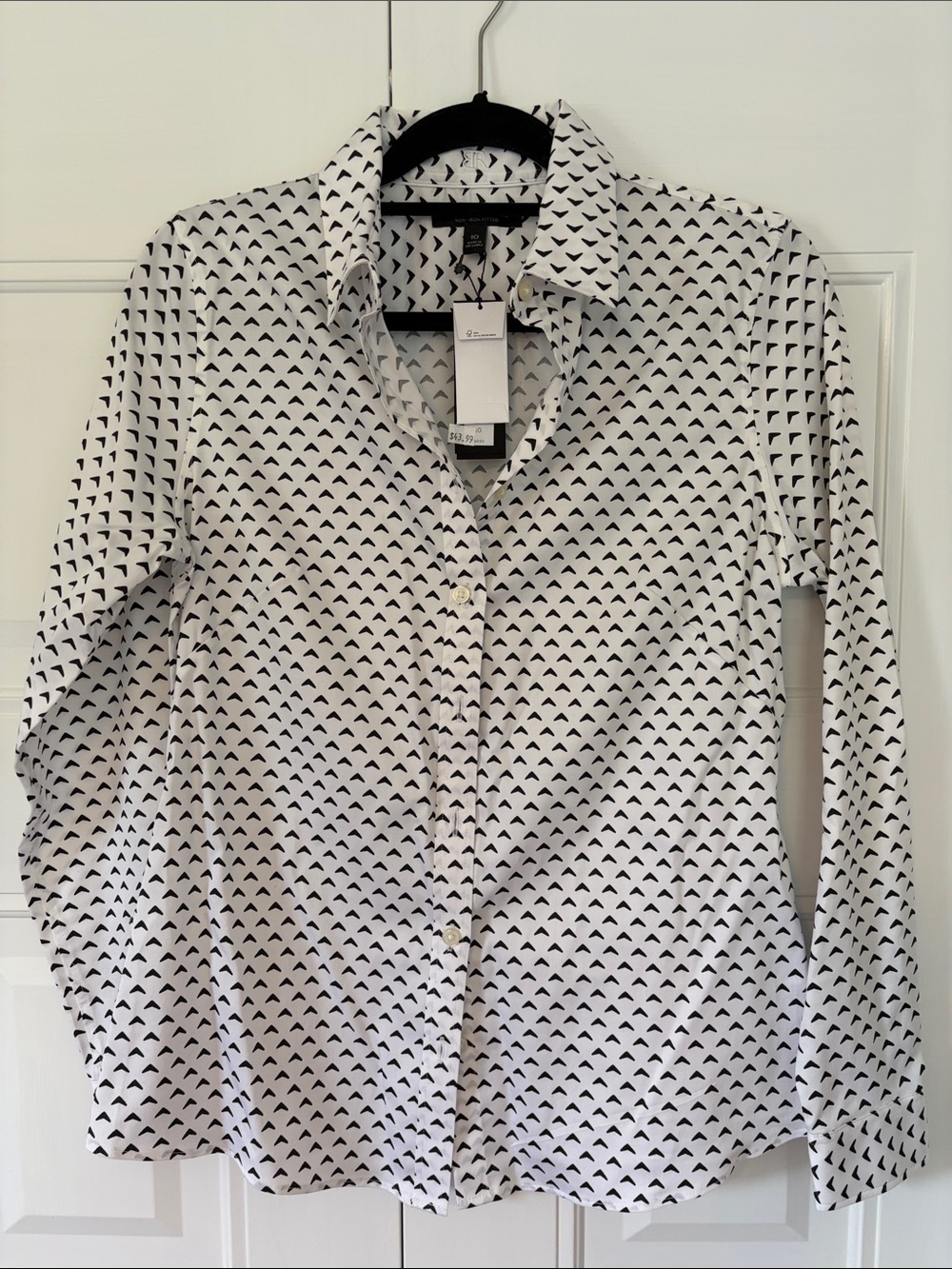 Banana Republic White Button-Down Shirt with Black Triangle Print